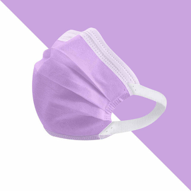 粉心紫︱10入｜MIT 雙鋼印二段式寬耳帶口罩