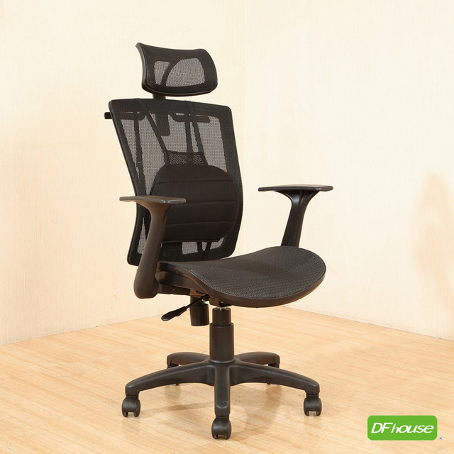 《DFhouse》曼德森-氣墊腰枕辦公椅(黑色)