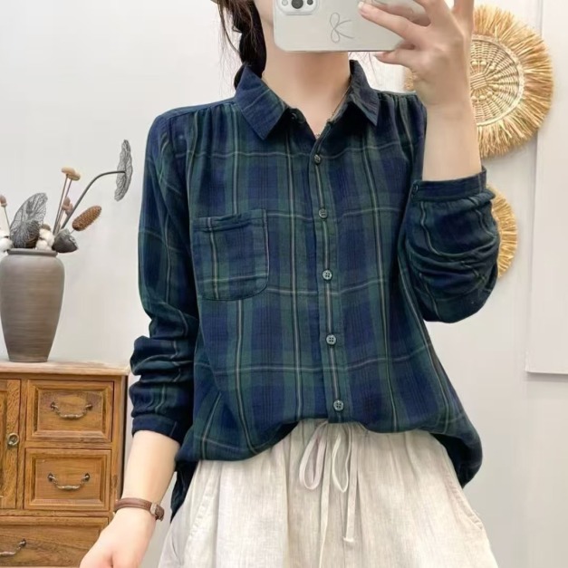 雙層紗格紋襯衫