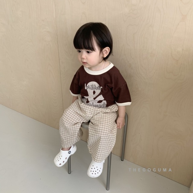 [85-142cm] 經典細格紋鬆緊腰寬鬆長褲 #Lepus天兔座