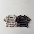 [85-142cm] 經典細條紋橢圓貼標短袖T恤 (大童) #Lepus天兔座