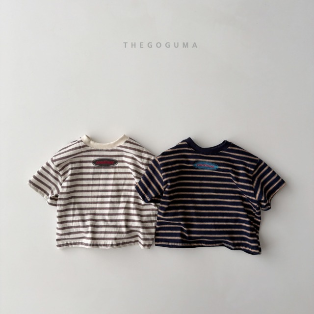 [85-142cm] 經典細條紋橢圓貼標短袖T恤 (大童) #Lepus天兔座