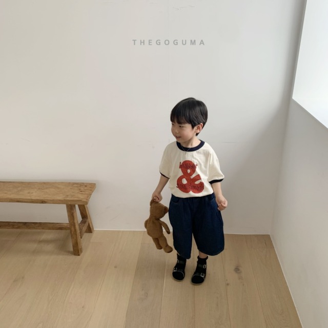 [85-142cm] 復古撞色滾邊字母符號短袖T恤 #Lepus天兔座