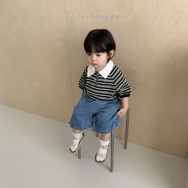 [85-142cm] 復古色調撞色明線丹寧短褲 #Lepus天兔座