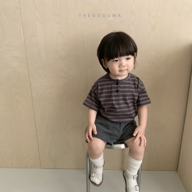 [85-142cm] 經典雅致細條紋開襟短袖T恤 #Lepus天兔座