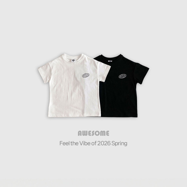 [85-140cm] 簡約aw標誌貼布圓領短袖T恤 #Pyxis 羅盤座 (大童)