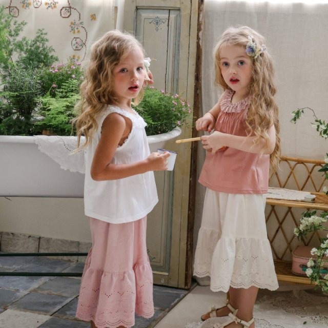 [80-135cm] 刺繡花瓣邊澎澎蛋糕長褲 #Lyra天琴座