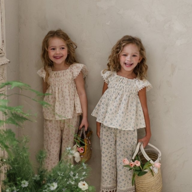 [80-135cm] 碎花鏤空花邊寬鬆長褲 #Lyra天琴座