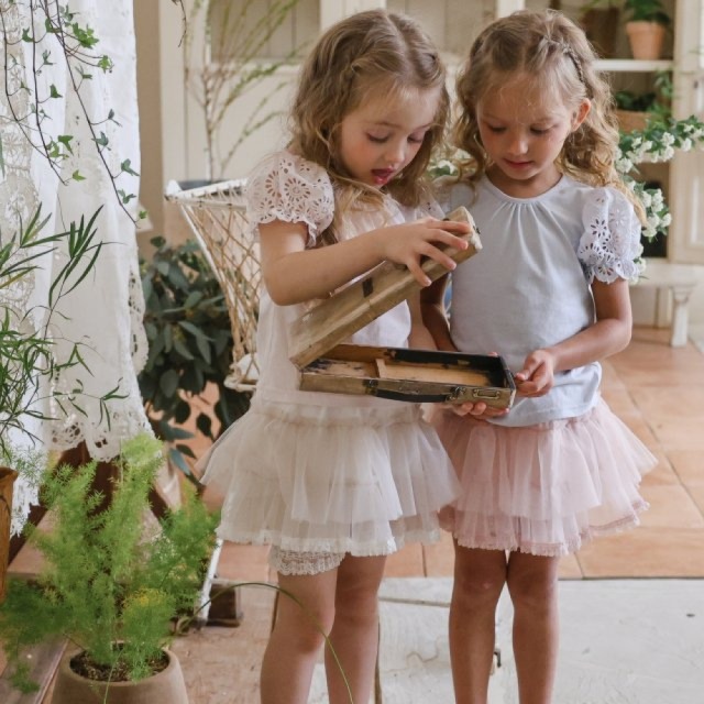 [80-135cm] 蕾絲雕花澎澎袖純棉T恤 #Lyra天琴座