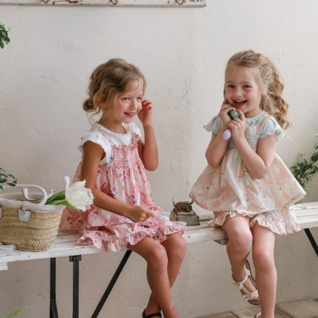 [80-135cm] 田園碎花縮褶細肩帶上衣 #Lyra天琴座