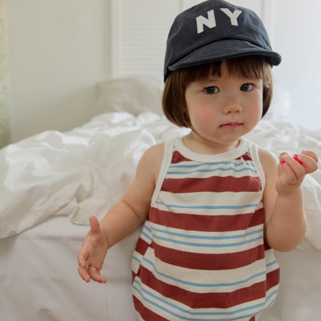 [70-115cm] 彩色線條滾邊無袖背心 #Horologium時鐘座