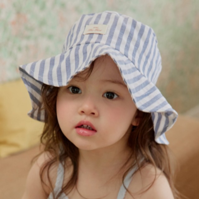 [70-115cm] 清爽條紋布標遮陽漁夫帽 #Horologium時鐘座