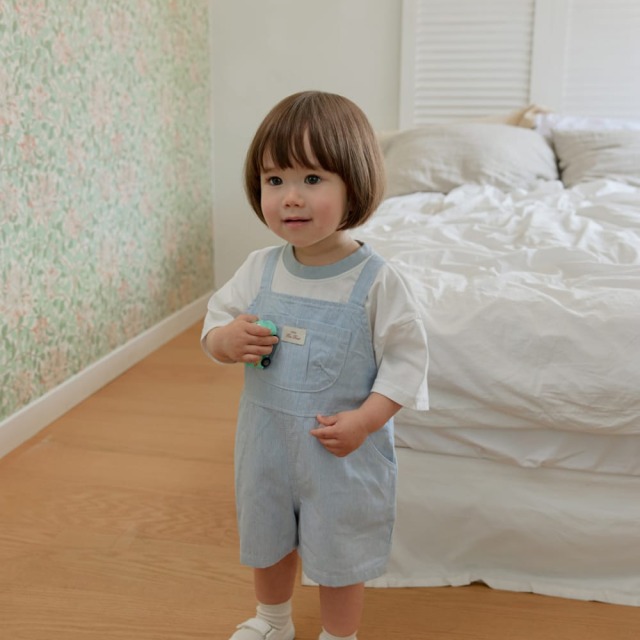 [70-115cm] 經典口袋標籤寬鬆丹寧吊帶褲 #Horologium時鐘座