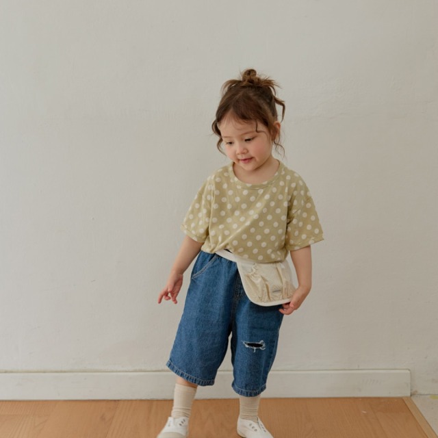 [70-115cm] 復古刷色破壞感丹寧五分褲 #Horologium時鐘座