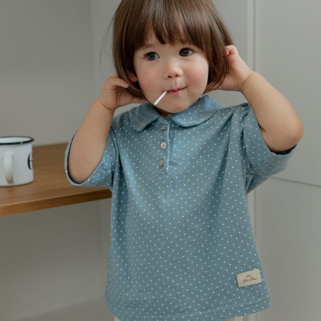 [70-115cm] 俏皮波點圓領排扣短袖Polo衫 #Horologium時鐘座