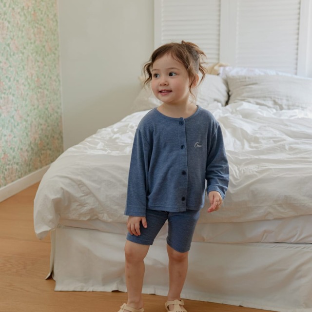 [70-115cm] 簡約坑條刺繡排扣長袖小外套 #Horologium時鐘座