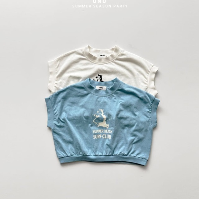 [70-115cm] 衝浪小熊縮口連袖短袖T恤 #Horologium時鐘座