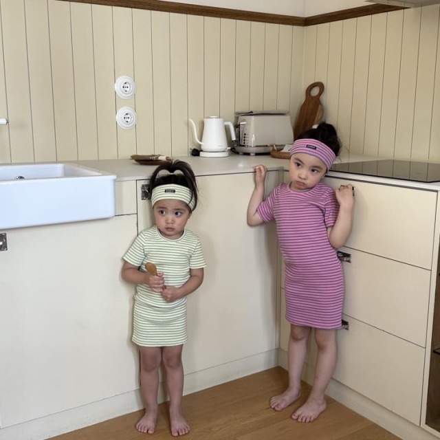 [75-125cm] 清爽夏日配色細條紋短袖T恤 #Monoceros獨角獸座