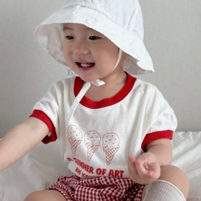 [bebe] 撞色領口夏日藝術冰淇淋印花短袖T恤 #Delphinus海豚座