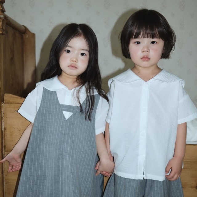 [75-120cm] 韓系氣質大翻領排扣短袖襯衫 #Delphinus海豚座