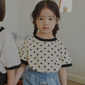 [75-120cm] 俏皮感黑白撞色領口愛心與波點短袖T恤 #Delphinus海豚座