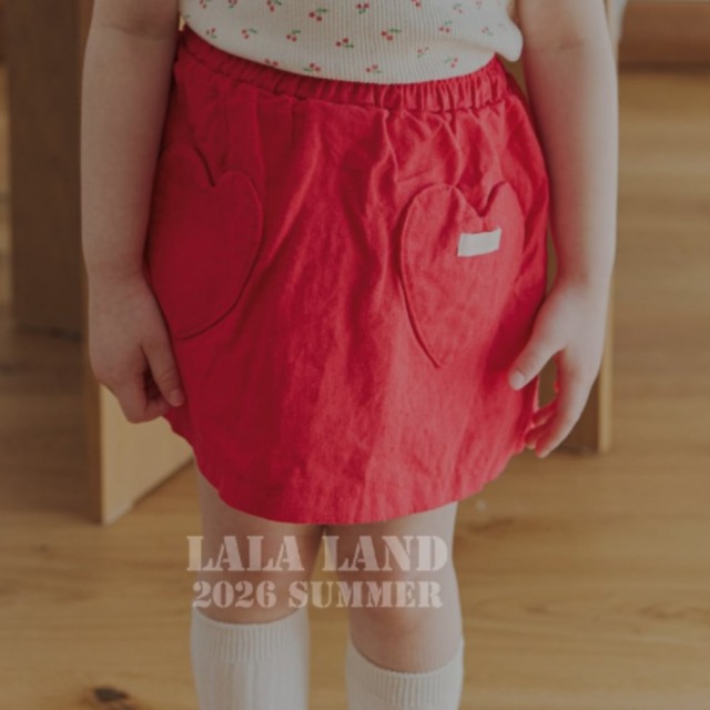 [75-120cm] 甜美感雙愛心造型大口袋鬆緊短裙 #Delphinus海豚座