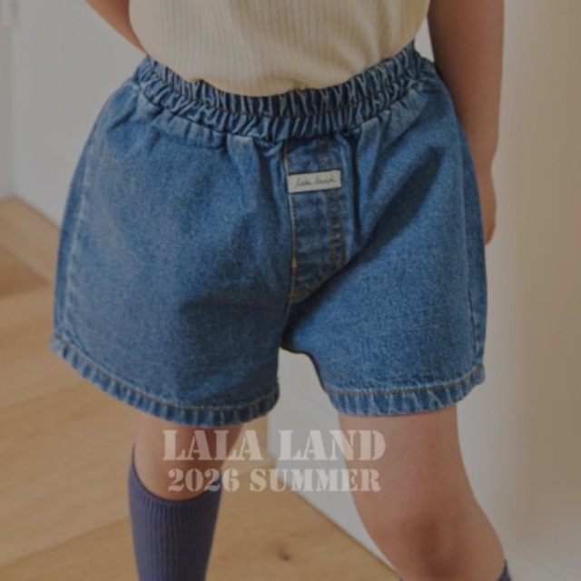 [75-120cm] 經典刷色工裝感後標籤鬆緊丹寧短褲 #Delphinus海豚座