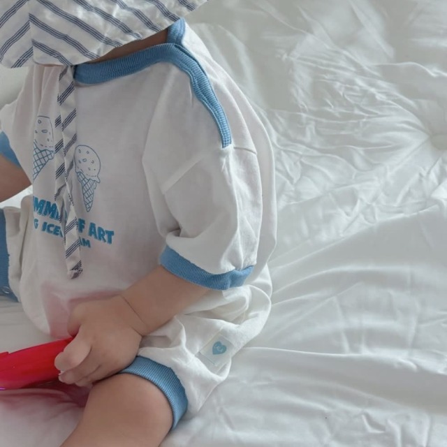 [bebe] 夏日藝術三色冰淇淋印花短袖連身衣 #Delphinus海豚座