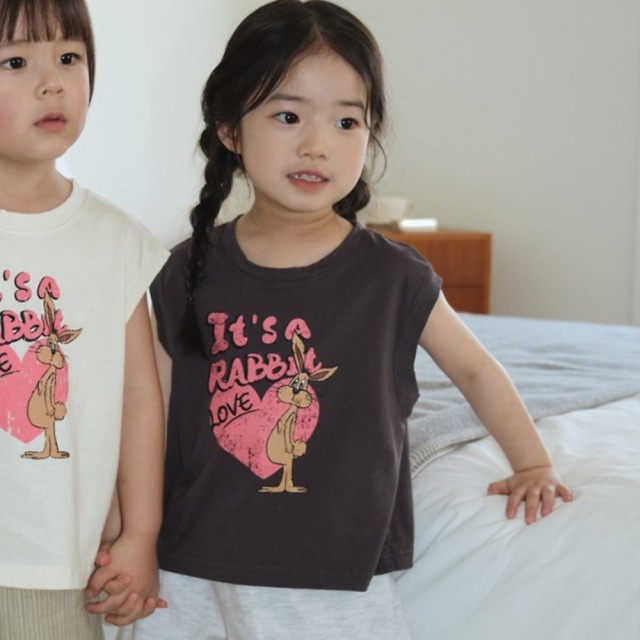 [75-120cm] 街頭風酷帥愛心兔子圖騰無袖T恤 #Delphinus海豚座