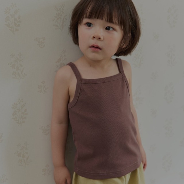 [75-120cm] 簡約百搭純色坑條細肩帶小背心 #Delphinus海豚座