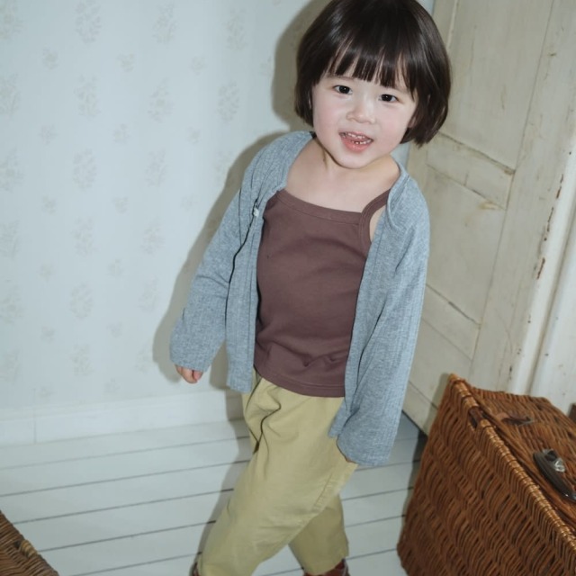 [75-120cm] 韓系簡約坑條材質排扣長袖小外套 #Delphinus海豚座