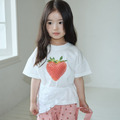 [75-120cm] 寫實派可愛青蘋果與草莓印花短袖T恤 #Delphinus海豚座