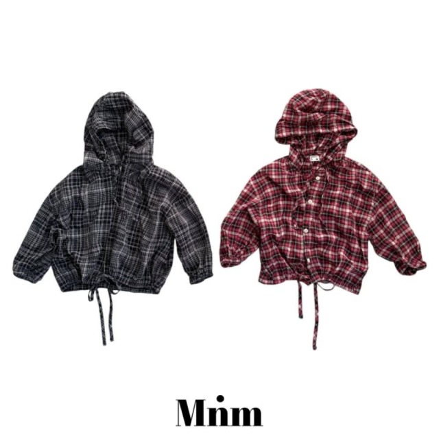 [90-138cm] 輕薄格紋抽繩連帽外套 #Aquila天鷹座 (大童)