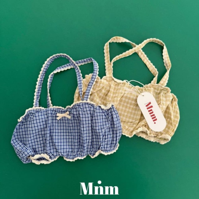 [90-138cm] 復古格紋蕾絲邊吊帶背心 #Aquila天鷹座 (大童)