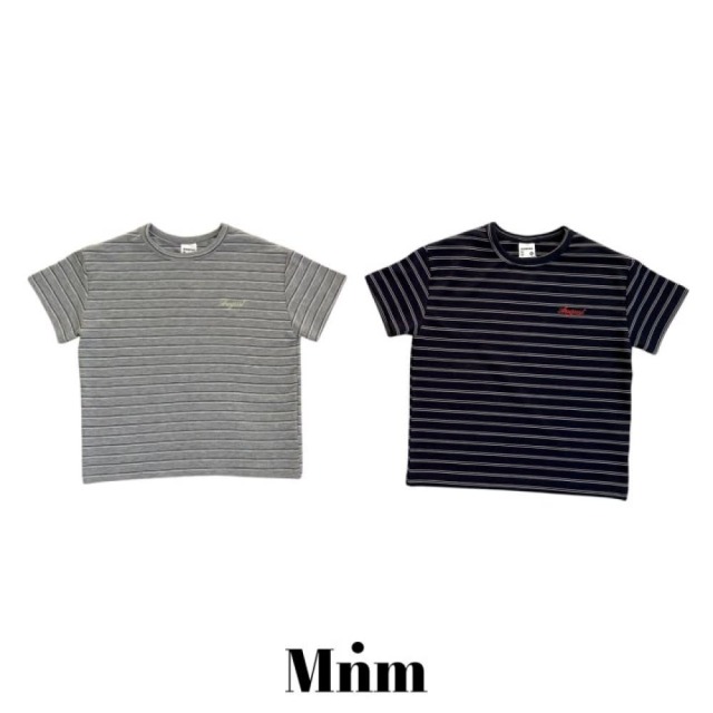 [90-138cm] 學院風刺繡條紋短袖T恤 #Aquila天鷹座 (大童)