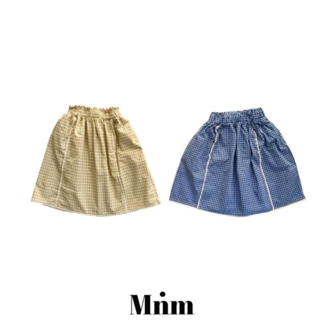 [90-138cm] 復古格紋花邊拼接長裙 #Aquila天鷹座 (大童)