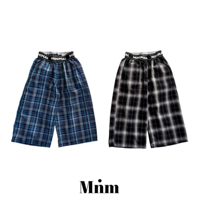 [90-138cm] 經典格紋字母腰頭寬褲 #Aquila天鷹座 (大童)