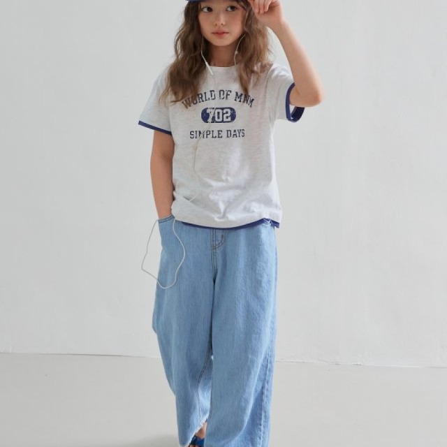 [90-138cm] 復古刷色鬚邊丹寧長褲 #Aquila天鷹座