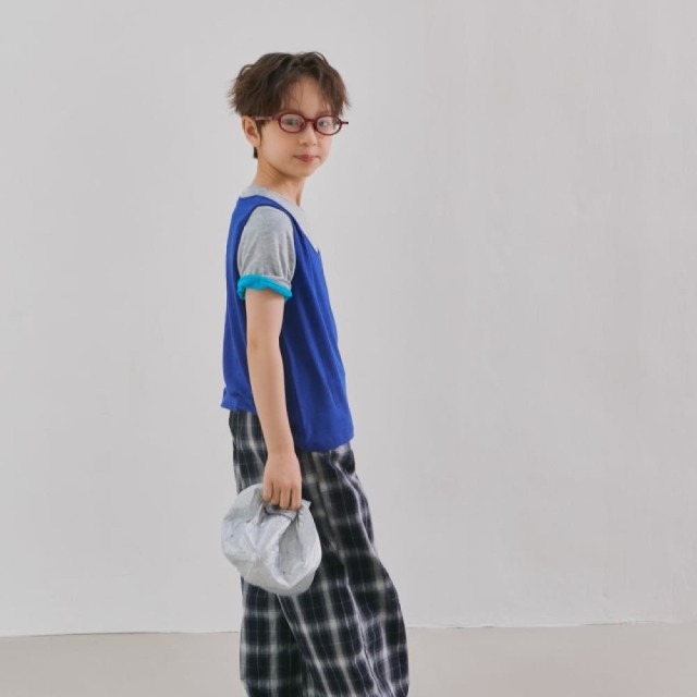 [90-138cm] 經典格紋字母腰頭寬褲 #Aquila天鷹座