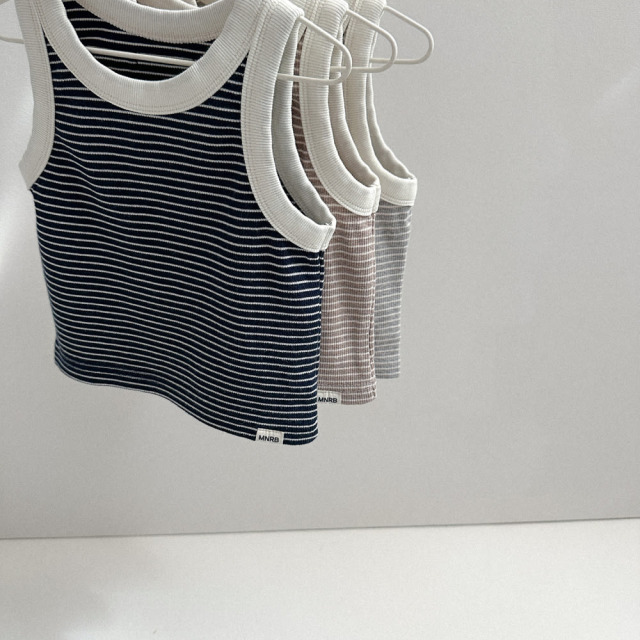 [70-110cm] 質感細橫條紋撞色滾邊背心 #UrsaMinor小熊座