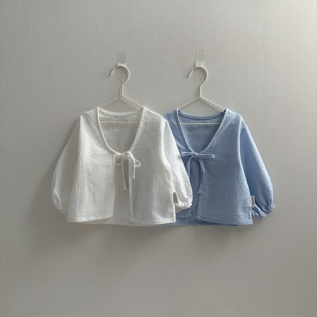 [70-110cm] 柔軟泡泡布綁帶開襟長袖上衣 #UrsaMinor小熊座