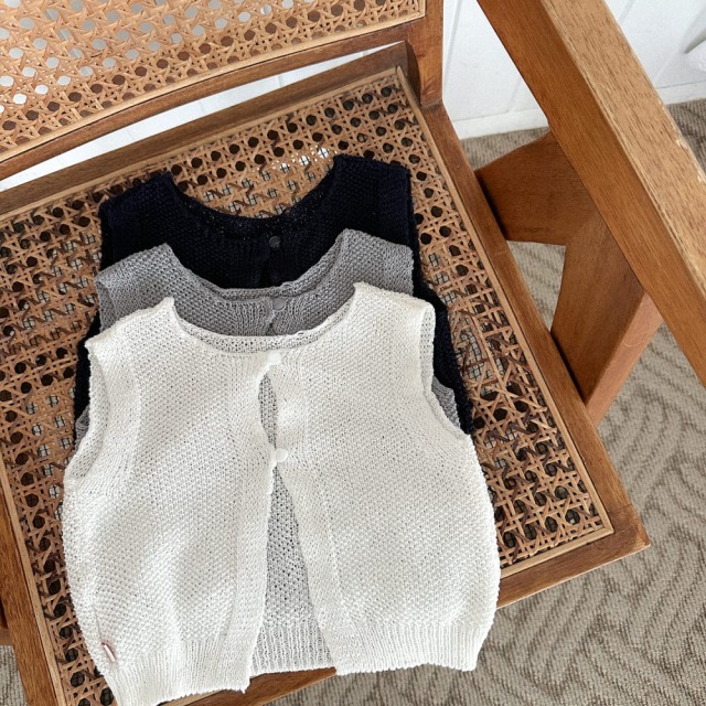 [70-110cm] 透氣網眼排扣設計針織背心 #UrsaMinor小熊座