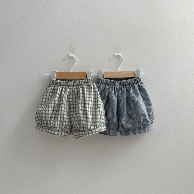 [70-110cm] 輕盈條紋格紋束口燈籠短褲 #UrsaMinor小熊座