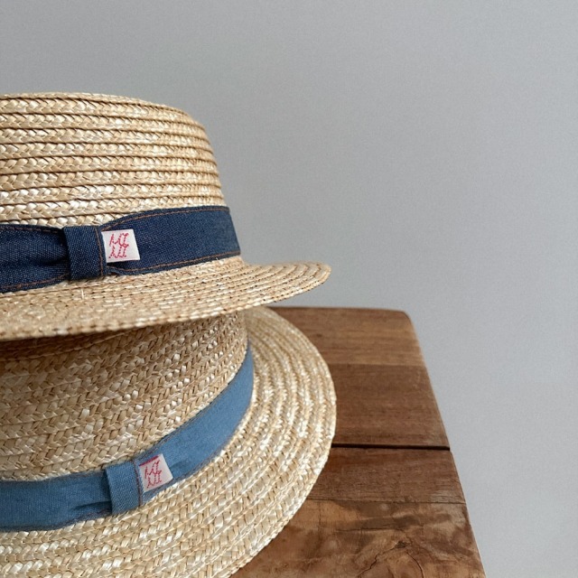[70-110cm] 丹寧織帶手工編織質感草帽 #UrsaMinor小熊座