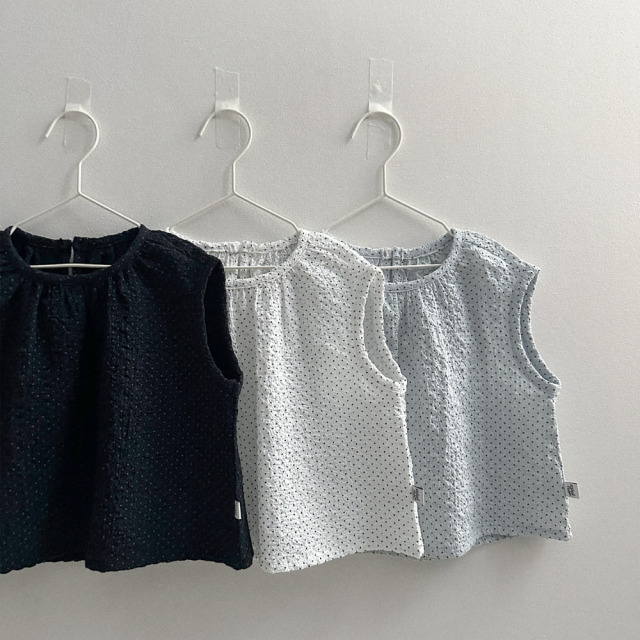 [70-110cm] 清新碎點縮褶設計無袖上衣 #UrsaMinor小熊座