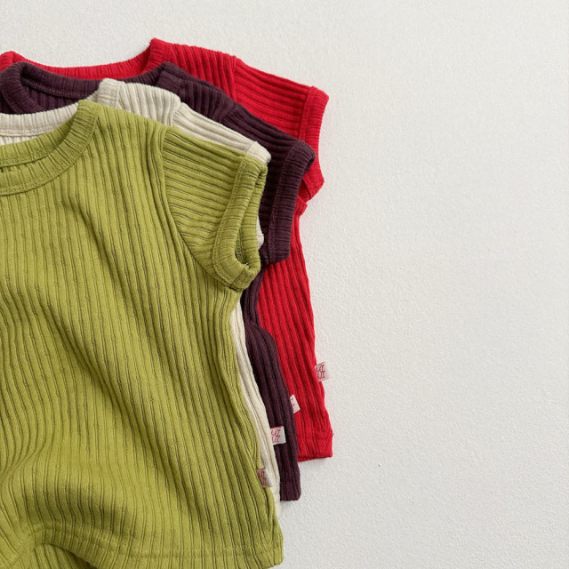 [70-110cm] 基礎羅紋百搭純色短袖T恤 #UrsaMinor小熊座