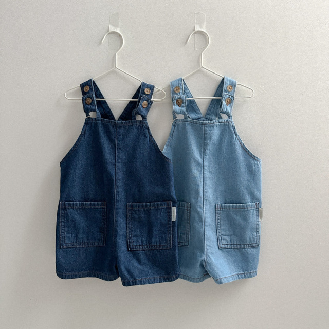 [70-110cm] 經典水洗口袋設計丹寧吊帶短褲 #UrsaMinor小熊座