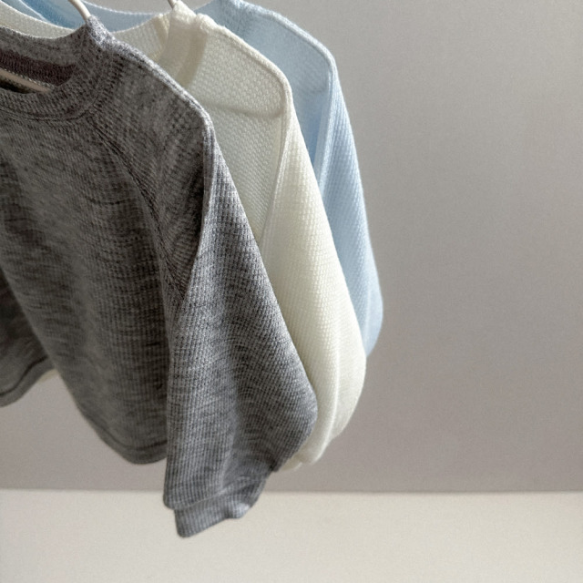 [70-110cm] 基礎百搭華夫格插肩袖長袖T恤 #UrsaMinor小熊座