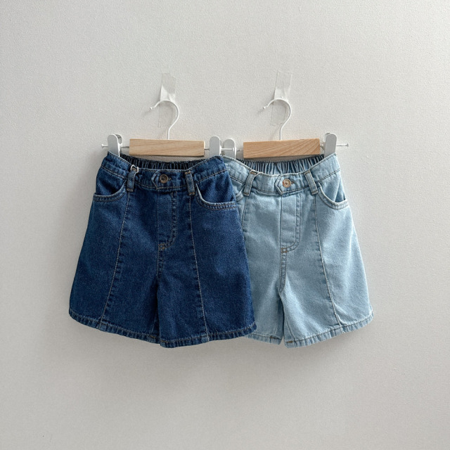 [70-110cm] 質感中縫剪裁寬鬆丹寧短褲 #UrsaMinor小熊座
