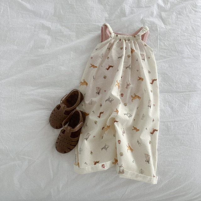 [70-110cm] 趣味童話動物印花抓褶吊帶長褲 #UrsaMinor小熊座